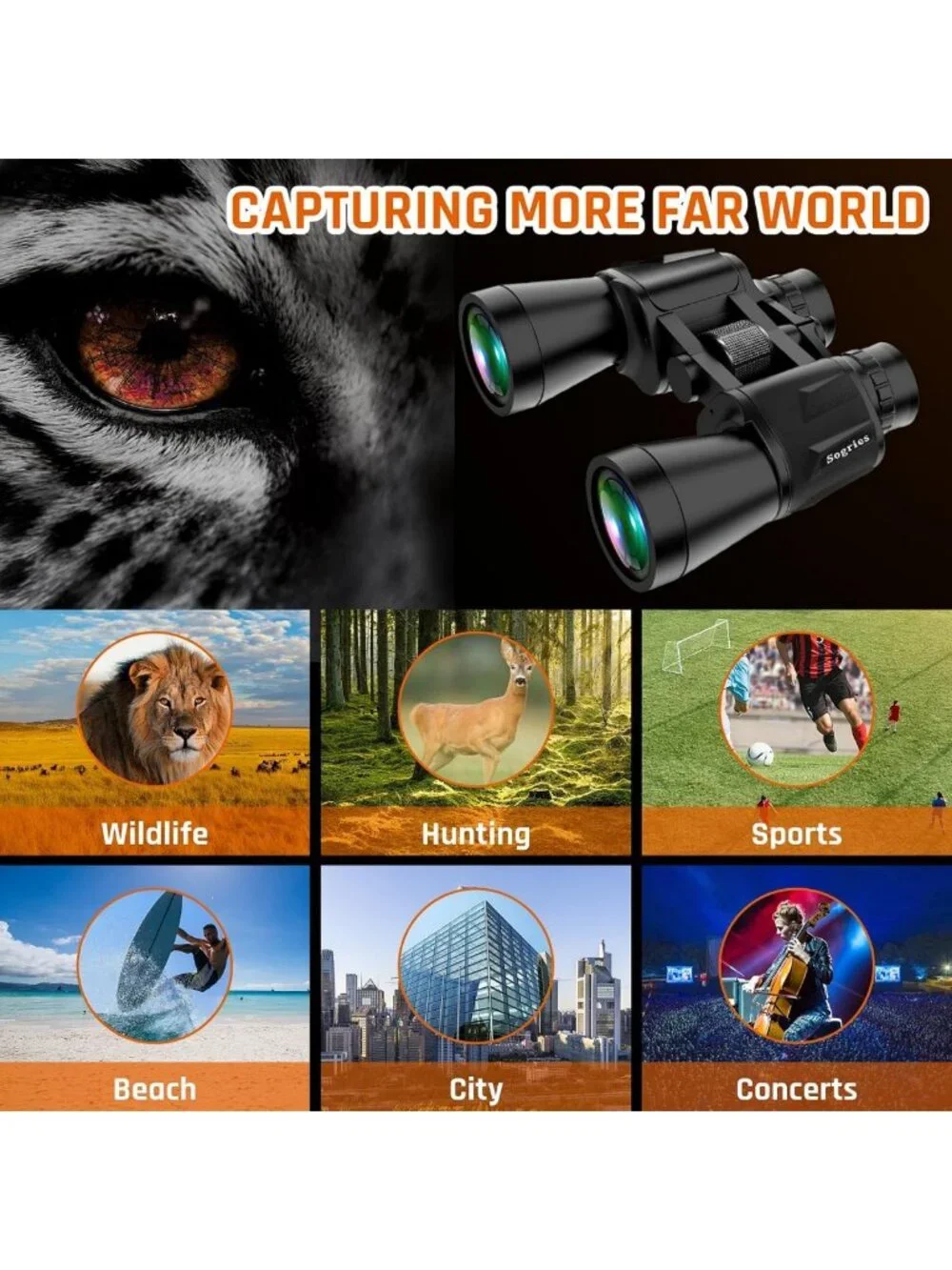 High Power 20x50 Binoculars for Adults - Low Light Night Vision, Waterproof